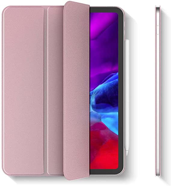 جراب iPad Pro 11 ، غطاء ذكي بغطاء خلفي صلب نحيف لجهاز iPad Pro 11 بوصة الجيل الثالث 2021 / 2nd Gen 2020 / 1st Gen 2018 ، إيقاظ/نوم تلقائي,Rose gold,2020