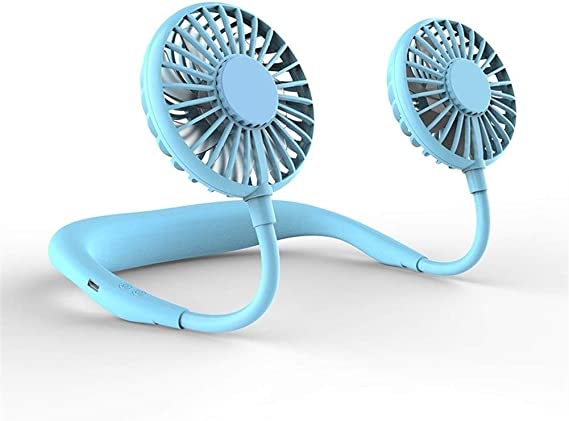USB Fans شنقا الرقبة USB مروحة الرياضة المحمولة مروحة صغيرة مصغرة سطح المكتب في الهواء الطلق للتدوير مراوح تبريد Table Fan (Color : Blue)