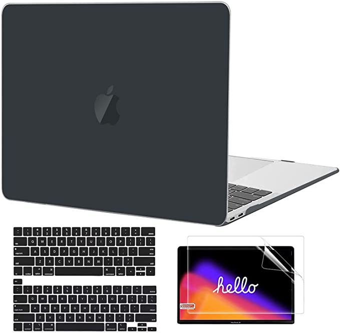 MacBook Pro 13 inch Case A2338 M1 A2251 A2289 A2159 A1989 A1706, MacBook Pro Case 2022-2016 Release with Touch Bar, Laptop Plastic Hard Shell Case + 2 Keyboard Covers + Screen Protector, Black