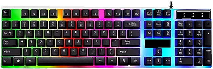 Rainbow Backlit 7 Colors Gaming Keyboard - Arabic and English - Black