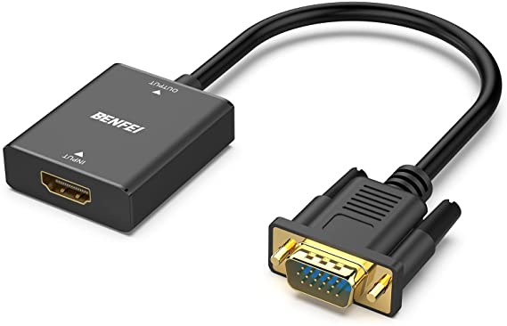 HDMI to VGA Adapter, BENFEI Female HDMI Input to Male VGA Output Adapter with 3.5mm Audio Jack Compatible for TV Stick, Computer, Laptop, Monitor, Projector, Raspberry Pi, Roku, Xbox and More - Black