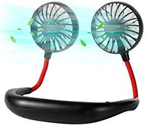 Neck Hanging Fan - Hand Free Portable Neck Sports Fans, USB Rechargeable Personal Wearable Fan Premium Headphone Design Mini Neckband Fan for Office Outdoor Travel (Upgraded Version)