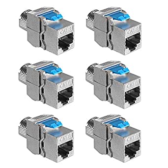 kwmobile Keystone Module Jacks - 6 Piece CAT-8 Shielded Keystone Jack RJ45 Cat 8 Ethernet Module 40 Gbit with Shielded Metal Housing