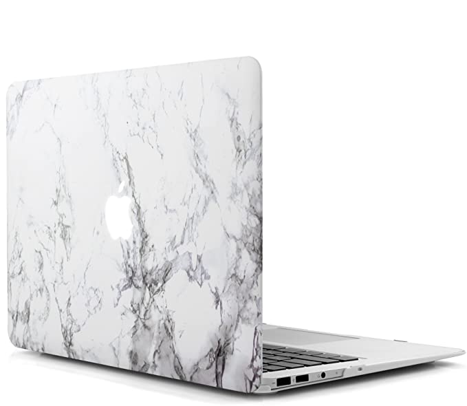 iDOO Hard Case for MacBook Air 13 inch Model A1369 / A1466 - Matte Plastic Frosted Protective 13.3" Shell Cover White Marble