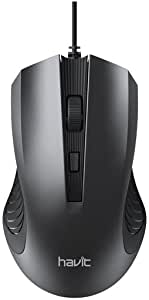 HV-MS752 1200 DPI, 4 Keys, Wired Mouse, Black+Grey