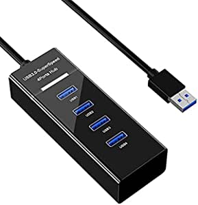 TERABYTE 4 Port USB HUB SuperSpeed 2.0 High-Speed Multiport Slim USB Hub 1 feet Cable Length Adapter and Led Indicator Compatible for Pendrive, Mouse, Keyboards, Mobile, Tablet ( Black ) 010