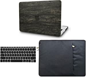 KECC Leather Case Compatible with MacBook Air 13" w/Keyboard Cover + Sleeve Italian Leather Case A1466/A1369 3 in 1 Bundle (Brown Wood Leather)