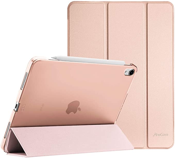 [Updated Version] ProCase for iPad Air 4 10.9 inch 2020, Slim Stand Hard Back Shell Smart Cover [Support Pencil 2 Charging] –Rosegold