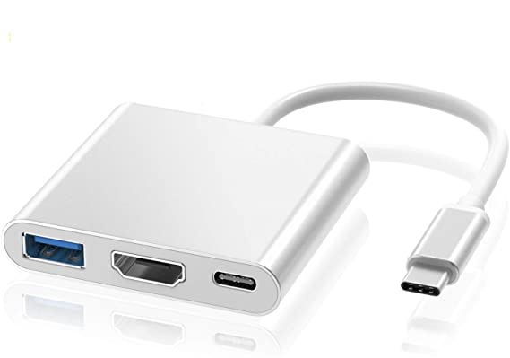 ElecMoga USB C to HDMI Adapter 4K, Multiport Type C Adaptor with USB 3.0 + USB C Charging Port Digital Converter USB C Hub Compatible With Macbook Pro, Google Chromebook, HP, Samsung S8/S9, And More
