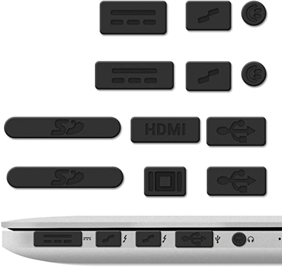 kwmobile Anti-Dust Protection Plugs Set - Silicone Rubber Dust Plug Stopper Compatible with Apple MacBook Pro 13" 15" Retina/Air 11" 13"(from Mid 2011 to Mid 2016)