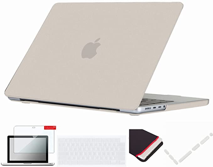 Se7enline Compatible with 2021 MacBook Pro 14 inch Case Hard Shell Laptop Cover for Mac Pro 14-inch New Model A2442 M1 Pro/M1 Max &Keyboard Skin &Screen Protector &Dust Plug,Stone Gray