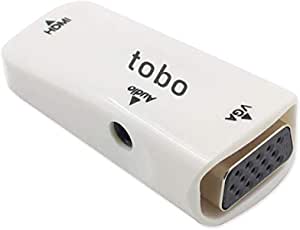 Tobo HDMI Female to VGA Female Converter Box Adapter with Audio Cable for PC HDTV(HDMI Female to VGA Female with AudioHDMI Female to VGA Female with Audio(TD-0056)