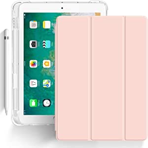 ZOYU iPad 9.7 Case 2018 iPad 6th Generation Case/2017 iPad 5th Generation Case with Pencil Holder Cover Slim Soft Silicone Smart Trifold Stand Protective Cover for iPad 5th / 6th Gen Cases - Pink