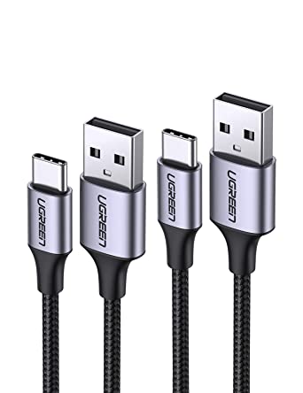 UGREEN USB C Cable 2 Pack USB Type C Quick Charge QC 3.0 Lead 3A Fast Charging Cord Compatible with Galaxy S21, S20, Note10, A80, Huawei P40, Redmi Note 8, Moto G7, Switch (1m + 2m)
