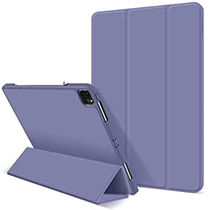 KenKe for iPad Pro 11 inch Case, Slim Lightweight Silicone Soft Trifold Stand Smart Back Cover, [Support Pencil Charging], Auto Wake/Sleep Feature Cover for iPad Pro 11 case 2020 & 2018 - Purple