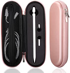 Shockproof Carrying Case for Apple Pencil, iMangoo Hard Protective EVA Pouch Pencil Adapter Sleeve Pencil Cap Holder Travel Cover Impact Resistant Case Bag for Apple Pencil & Pencil 2 Rose Gold