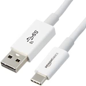 AmazonBasics USB Type C to USB A Male 3.1 Gen2 Cable - 3 feet (0.9 Meters) - White