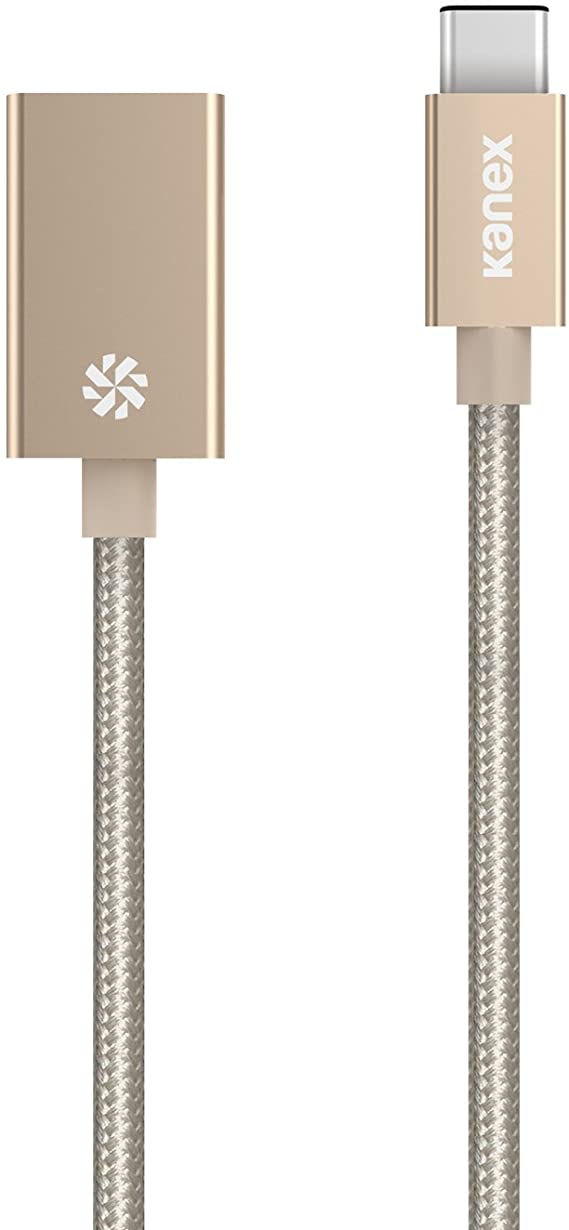 Kanex USB-C to USB 3.0 Adapter with DuraBraid Fiber 8.25 Inches (21cm) - Gold