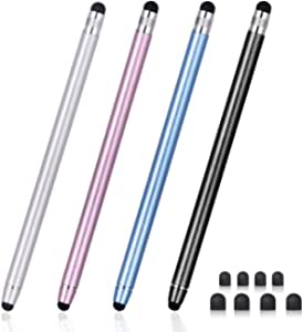 Stylus Pens for Touch Screens, Abiarst Stylus Pens High Precision Capacitive Stylus for iPad iPhone Tablets Samsung Galaxy All Universal Touch Screen Devices (4-Pack Black/Blue/Silver/Rose Gold)