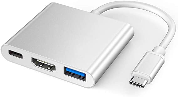 USB C to HDMI Adapter, 3 in 1 Multiport USB Type C to 4K HDMI, USB3.0 and USB C Power Delivery Port Converter Compatible with Chromebook, Dell XPS 13 15 & More USB 3.0 Type-C Devices