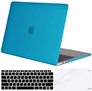 AMM Hard Shell Case Cover With US Layout Russian Keypad & Screen Protector Compatible Only for MacBook New Air 13" with Retina Display and Touch ID, Release,2019 2018 Model A1932, (Sky Blue)