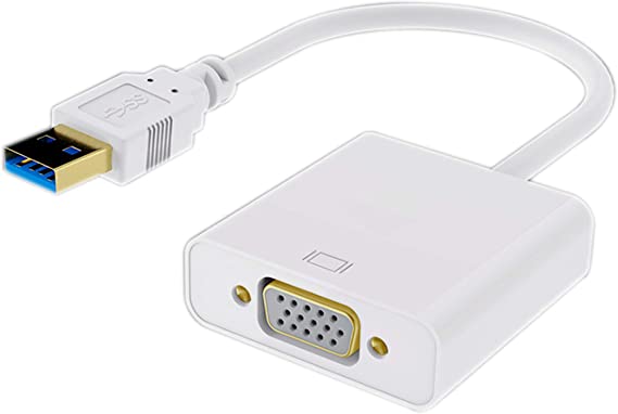 Kingyeboy Premium USB 3.0 to VGA Adapter Converter, High Speed USB to VGA Adapter PC Laptop Full HD External Video Card Multi-Display Video Converter Win 7/8/10 (USB to VGA White)