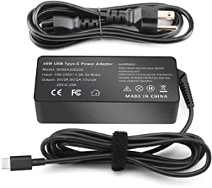 45w USB-c Charger Compatible with Lenovo 4X20M26252 ADLX45YCC3D ADLX45YLC3D ADLX45YDC3D Chromebook C330 S330 100e 300e 500e Tablet 10 adlx45ycc3a adlx45ycc2a HP Spectre x360 13-v111dx 13-v011dx