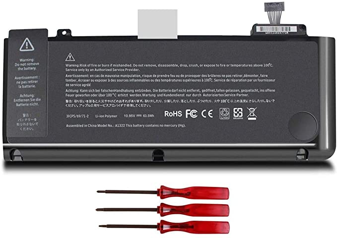 A1322 A1278 Battery Compatible with MacBook Pro 13 inch 13" Mid 2012, Late 2011,Early 2011,Mid 2010, Mid 2009 MB990LL/A MB991LL/A MC375LL/A MC374LL/A MC314LL/A MC724LL/A MC700LL/A MD313LL/A