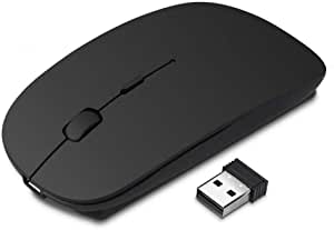 Karrong Wireless Mouse Rechargeable USB Wireless Mouse Quiet Click Wireless Mouse for Laptop PC Computer Black