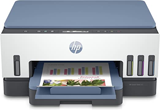 HP Smart Tank 725 All-in-One Printer wireless,18000 black or 8000 colour pages Print, scan, copy, Auto Duplex Printing, White/Blue [28B51A]