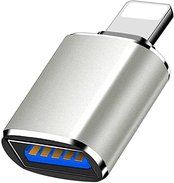 Lightning to USB Camera Adapter[Apple MFi Certified], USB OTG Data Sync Converter Compatible with iPhone13/12/11/iPad, Support Camera, Card Reader, Mouse, Keyboard, Hubs, USB Disk, Piano(Silver)