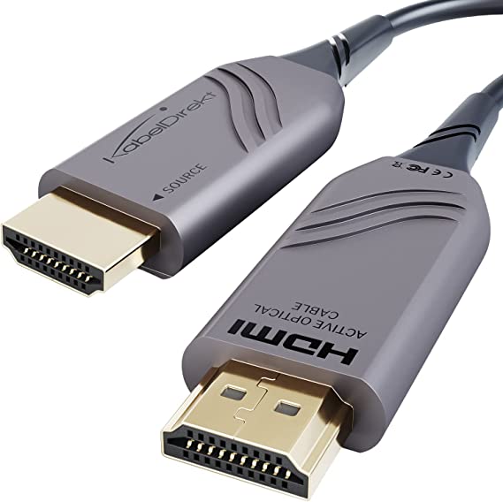 KabelDirekt – كابل 25 م – 8 ك HDMI 2.1، عالي السرعة مصنوع من ألياف فائقة، معتمد (48G, 8K عند 60 هرتز، مرخص رسمياً، ألياف بصرية مرنة للإرسال بدون فقد، رمادي/أسود)
