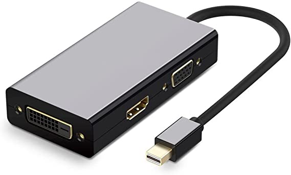 Mini DisplayPort to HDMI DVI VGA Adapter 4K Mini DP Converter Thunderbolt Compatible 3 black in 1 For Mac, 2015 MacBook Pro Air, iMac, Surface Pro3 Pro4, Google Chromebook, PC, Projector - White
