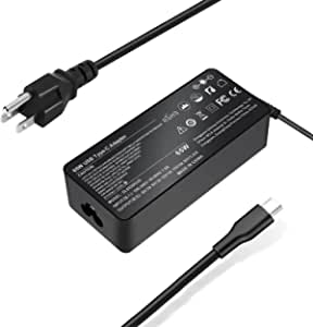 65W USB C Type C Charger for Lenovo ThinkPad X1 Carbon X280 X380 X390 T480 T480s T490 T490s T590 L380 L390 E580 E590 E595 Chromebook C330 100E 300E 500E N23 Yoga 910 920 720 730 AC Adapter Power Cord