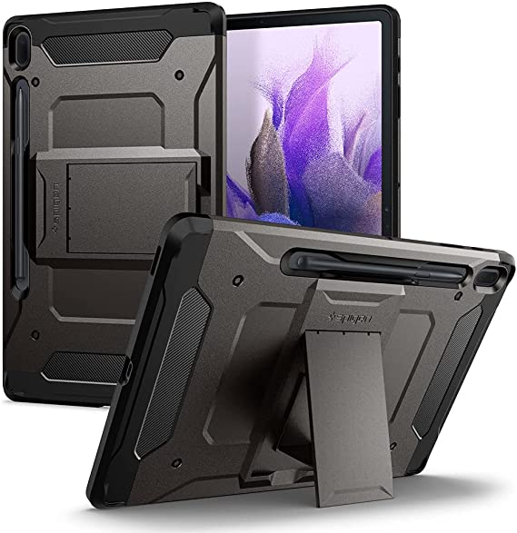 Spigen Tough Armor Pro designed for Samsung Galaxy Tab S7 FE case cover (2021) - Gunmetal