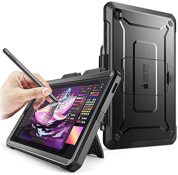 SUPCASE Unicorn Beetle Pro Series Case for Galaxy Tab S6 Lite, with Built-in Screen Protector Full-Body Rugged Kickstand Protective Case for Galaxy Tab S6 Lite 10.4 Inch Model SM-P610/P615 2020-Black