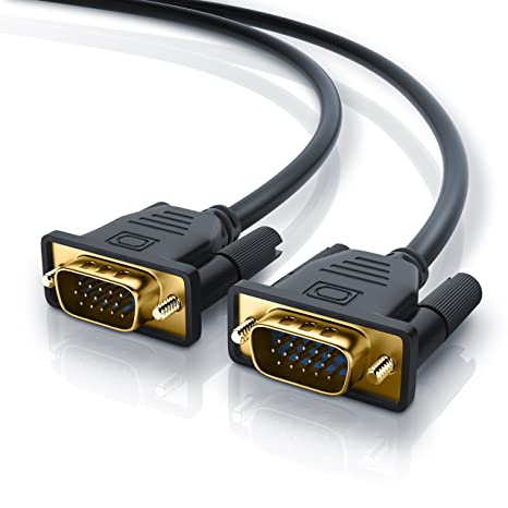 CSL - 2 m HQ Full HD VGA Cable - D-Sub Male - S-VGA to S-VGA Video Cable - 1080p Full HD - Kink Protection - Gold-Plated Contacts - Triple Shielded - Black
