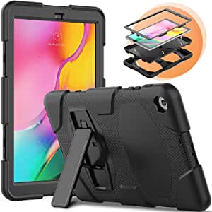 Samsung Galaxy Tab A 10.1(2019) -T510/T515 Cases With Kickstand,Timecity Full-body [Heavy Duty]& Shockproof Dust Proof, Three Layer Hybrid Tough Protection For Galaxy Tab A 10.1 Inch (Black)