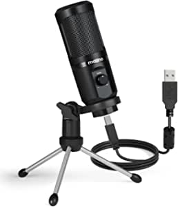 USB Microphone with Mic Gain, MAONO 192Khz/24Bit Podcast PC Computer Condenser Mic for Recording, Gaming, Streaming, Voice Over, YouTube, Twitch, Skype, Compatible with Mac Laptop Desktop, PM461TR