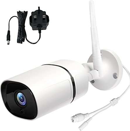 Wireless Security Camera Outdoor Metal House IP66 Weatherproof, IR Night Vision, Micro SD Card/Cloud Storage, Works with Alexa