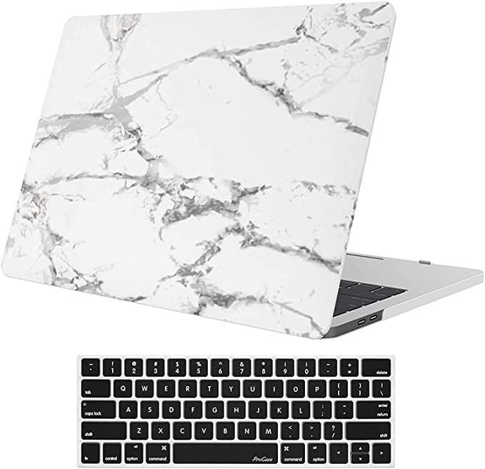 MacBook Pro 13 Case 2019 2018 2017 2016 Release A2159 A1989 A1706 A1708, Hard Case Shell Cover and Keyboard Skin Cover for MacBook Pro 13 Inch with/Without Touch Bar -White Marble