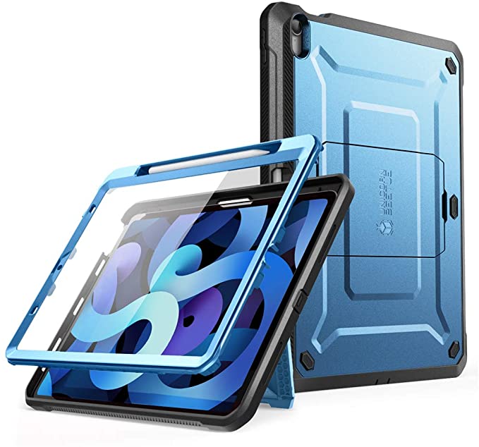 SUPCASE Unicorn Beetle Pro Series Case Designed for iPad Air 4 (2020) 10.9 Inch, with Pencil Holder & Built-in Screen Protector Full-Body Rugged Heavy Duty Case (Slate Blue)