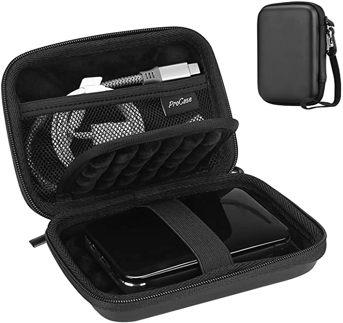 ProCase Portable Hard Drive Case for Canvio Basics Western Digital WD Elements My Passport Seagate Portable Backup Plus Slim 1TB 2TB 3TB 4TB USB 3.0, 2.5” Portable External Hard Drive Case -Black