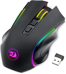 Redragon M602 Griffin RGB Wireless / Wired Gaming Mouse, RGB Spectrum Backlit - 7 Programmable Buttons - up to 7200 DPI for Windows PC Gamers || Black