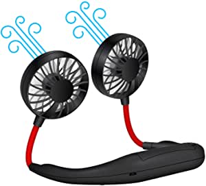 Cellet Hands Free Portable Double Side Neck Held Fans, Rechargeable USB Battery Personal Mini Fan (Black)