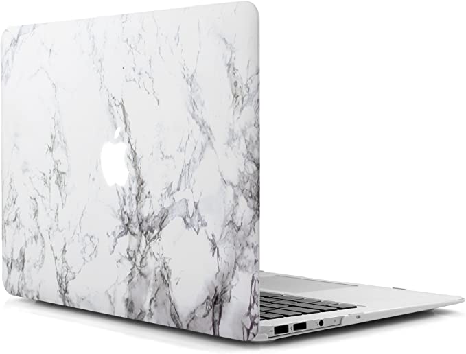 iDOO Hard Case for MacBook Air 13 inch Model A1369 / A1466 - Matte Plastic Frosted Protective 13.3" Shell Cover White Marble