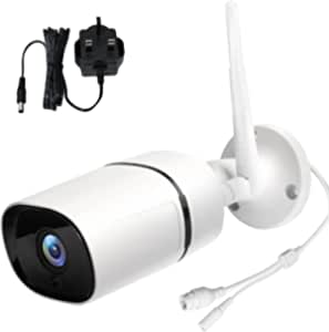 Wireless Security Camera Outdoor Metal House IP66 Weatherproof, IR Night Vision, Micro SD Card/Cloud Storage, Works with Alexa