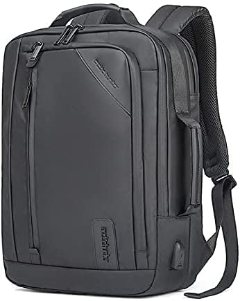 Arctic Hunter 1500346 Waterproof 15.6 Inch Leather Laptop Backpack with USB Port, Black