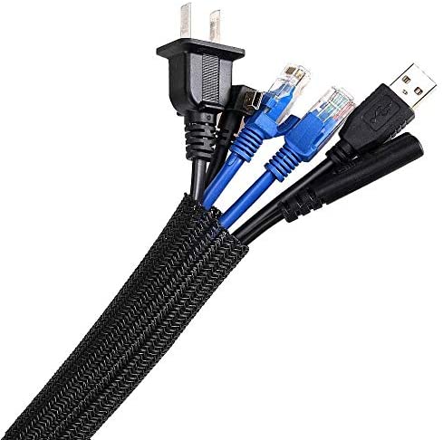 AGPTEK Adjustable Cable Sleeve, 3 Meters/9.84ft PET Cable Management with Flame Retardancy, Cable Protection for TV, Computer, Home Theater, Car and More.(S02,Black)
