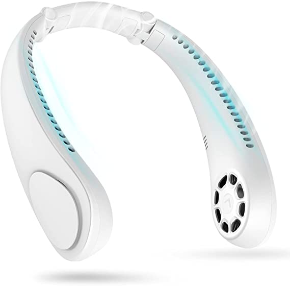 INKEER Portable Neck Fan,Hands Free Bladeless Hanging Sport Cooling Fan,Wearable Personal Fan,Rechargeable with 3 Speeds,Leafless,Headphone Design,Neckband Cooler for Travel Outdoor Office Sports